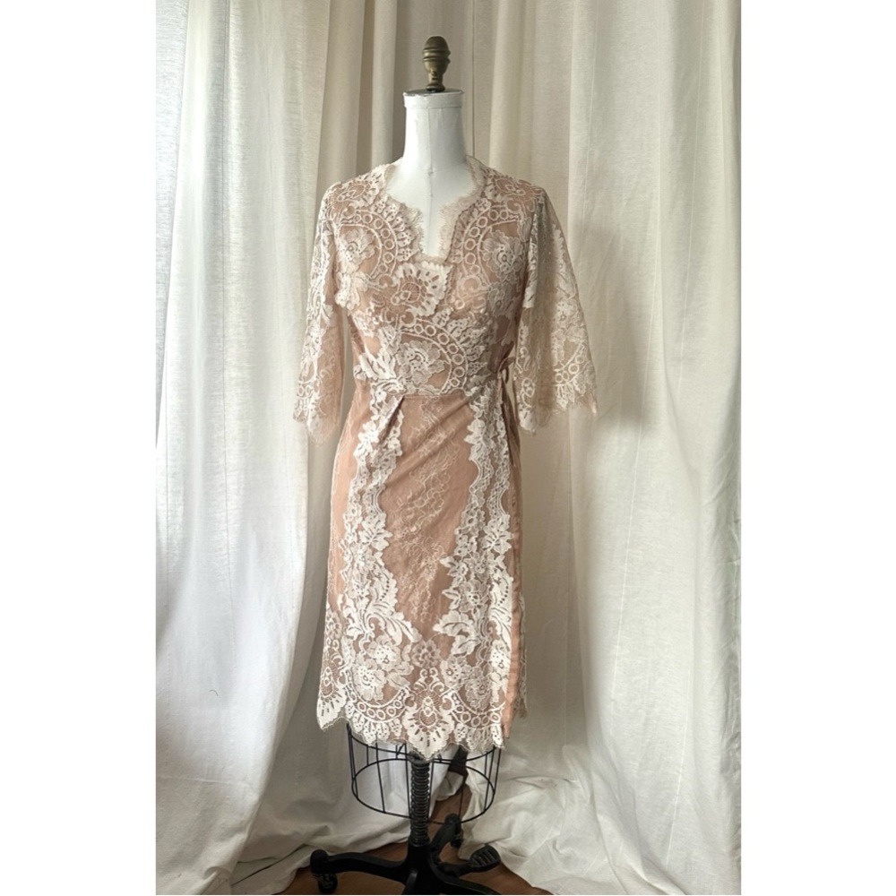 French Lace Robe in Cream and White